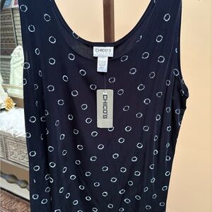 Chicos dark navy/white abstract print tank. NWT❣️